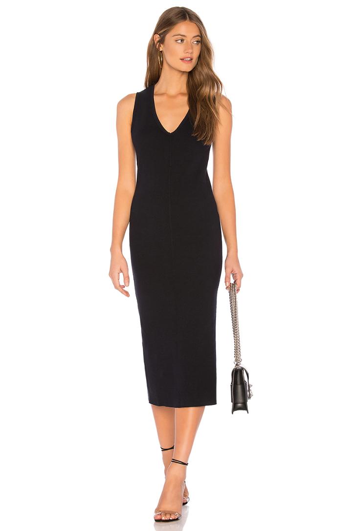 Contrast Binding Fitted Rib Dress