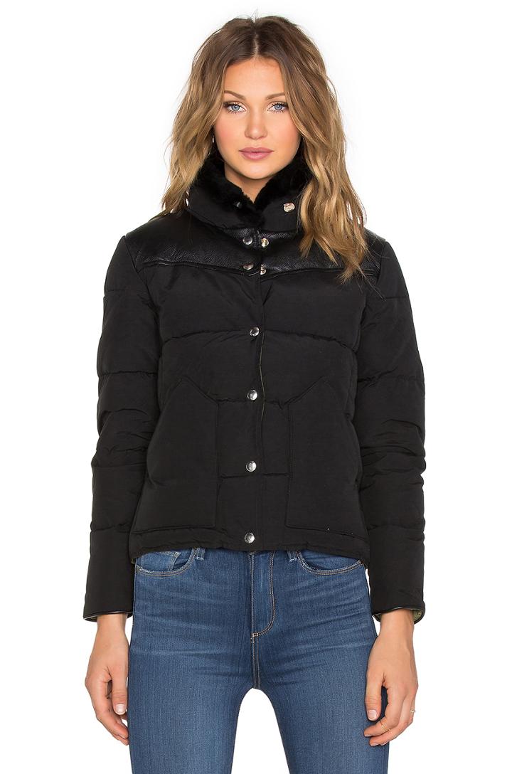 Rockwool Leather Yoke Down Jacket