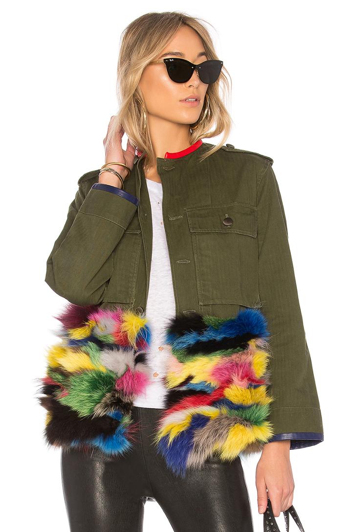 Od Field Jacket With Multicolor Fox Fur Panel