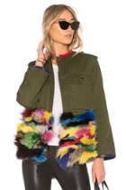 Od Field Jacket With Multicolor Fox Fur Panel