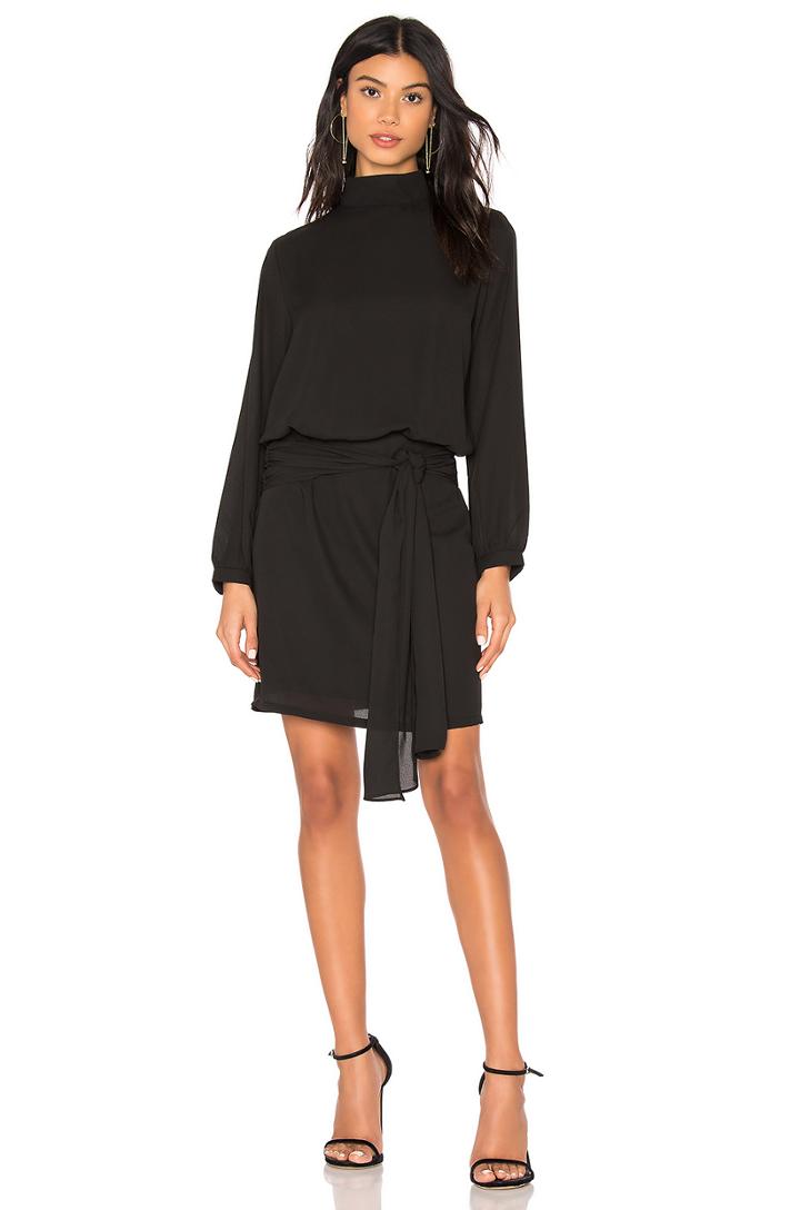 Tie Skirt Long Sleeve Mini Dress