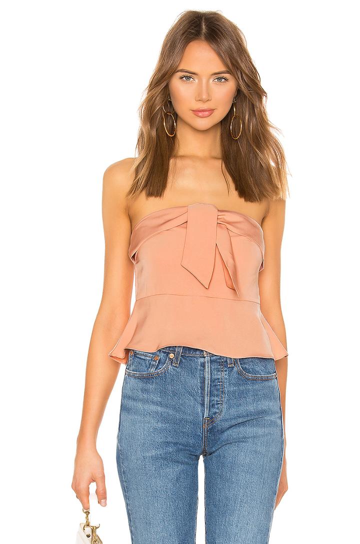 Lily Strapless Tie Front Peplum Top
