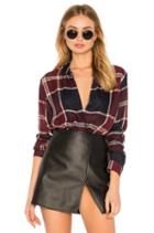 Wrap Hem Long Sleeve Shirt In Maroon Multi