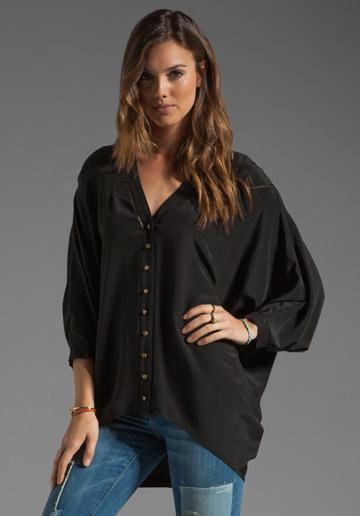 Twelfth Street By Cynthia Vincent High-low Dolman Blouse In Black