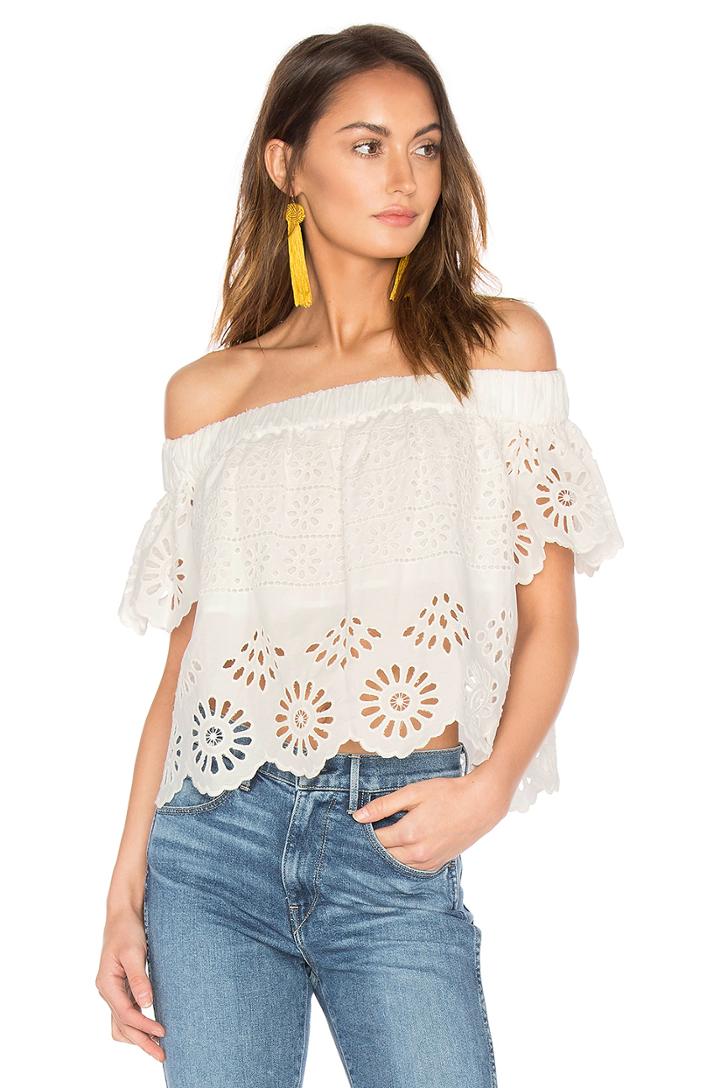 Eyelet Off The Shoulder Top