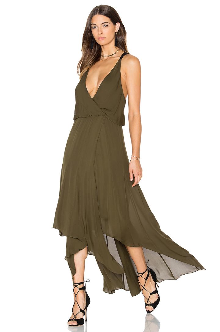 Chiffon Godets Leather Wrap Dress