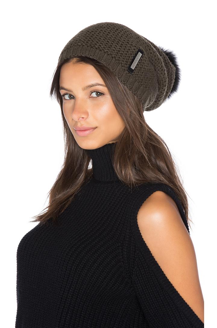 Caddie Hat With Fox Fur Pompom