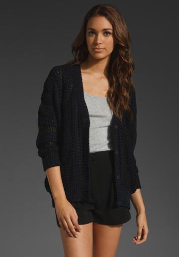 Eryn Brinie Button Up Cardigan In Dark Navy