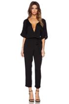 Michael Star 3/4 Sleeve Zip Front Jumpsuit