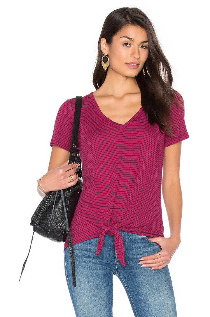 Codette Mini Variegated Rib Stripe Tied Waist Tee
