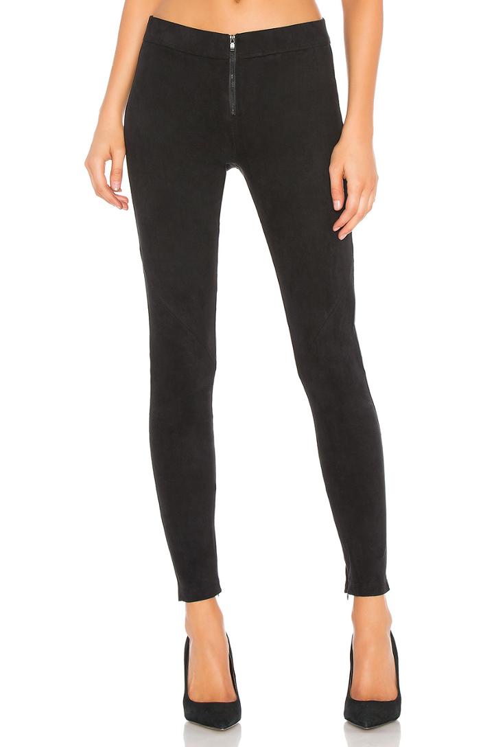 Front Zip Suede Legging