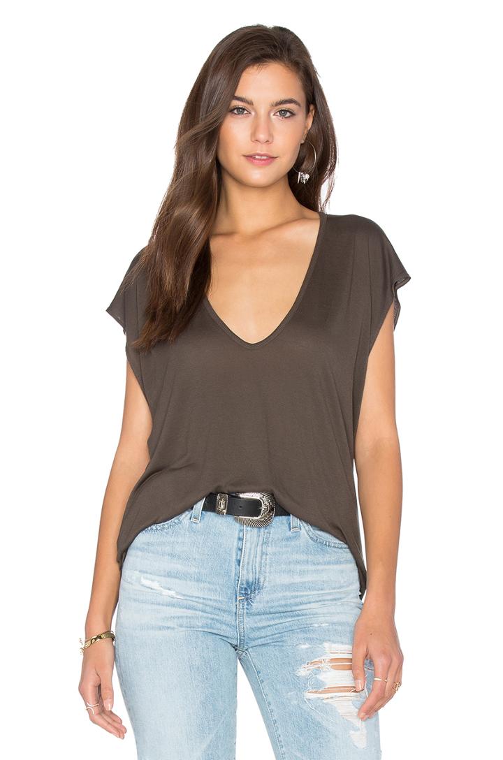 Silk Rib Jersey Skinny U Neck Tee