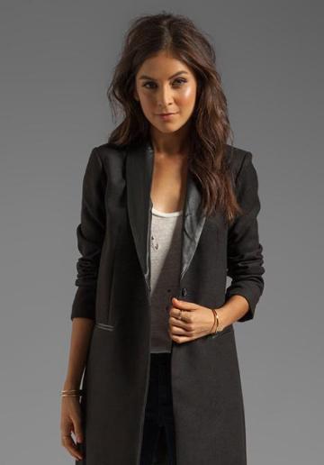 Bb Dakota Blair Melton & Leather Lapel Coat In Black