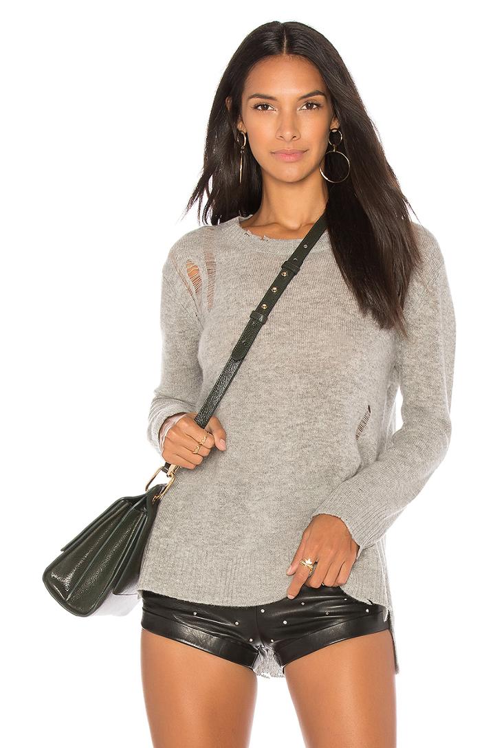 Cashmere Side Slit Crewneck Sweater