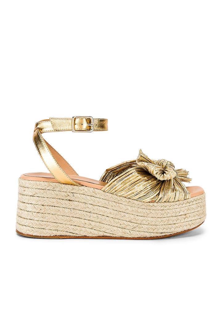 Pleated Knot Flatform Espadrille