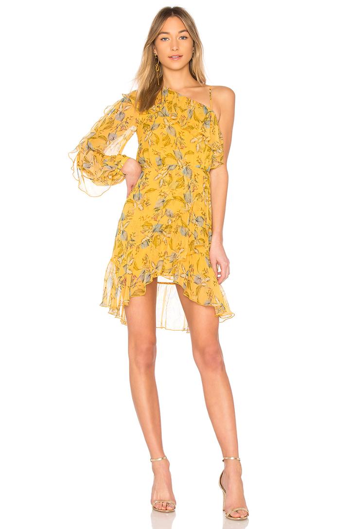 Ava Floral One Shoulder Frill Dress