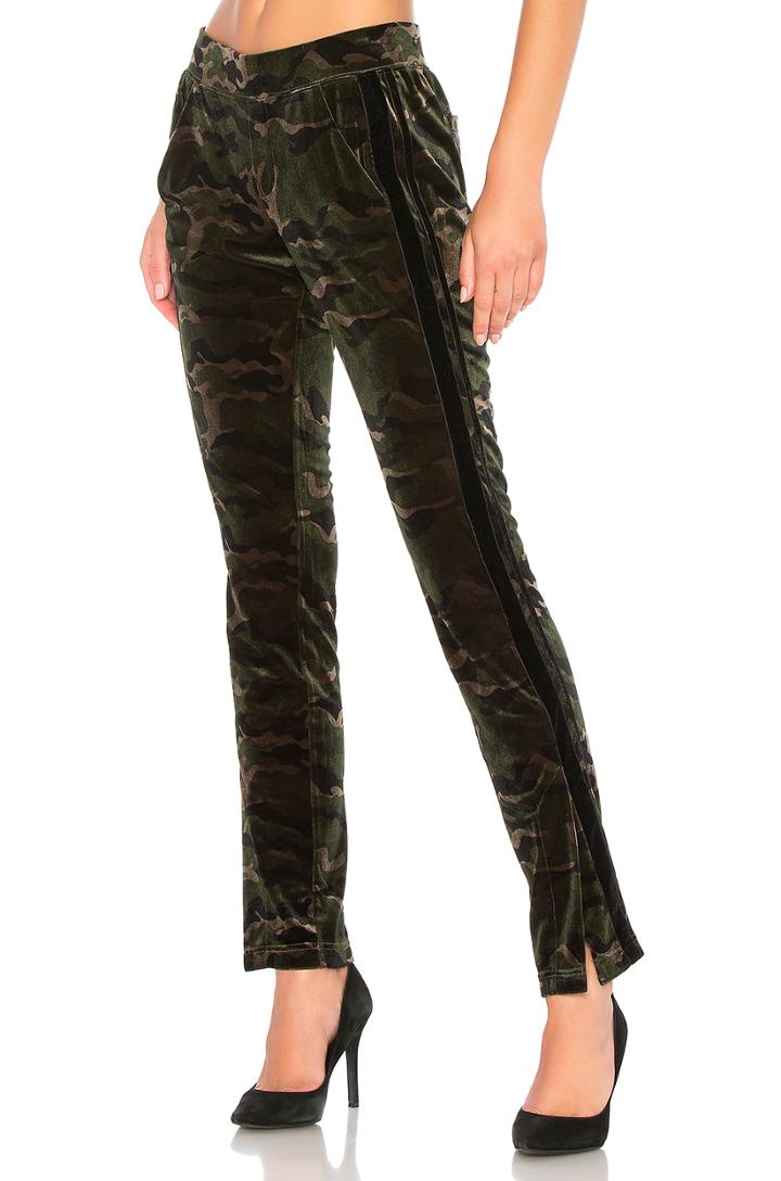 Side Slit Velvet Track Pant