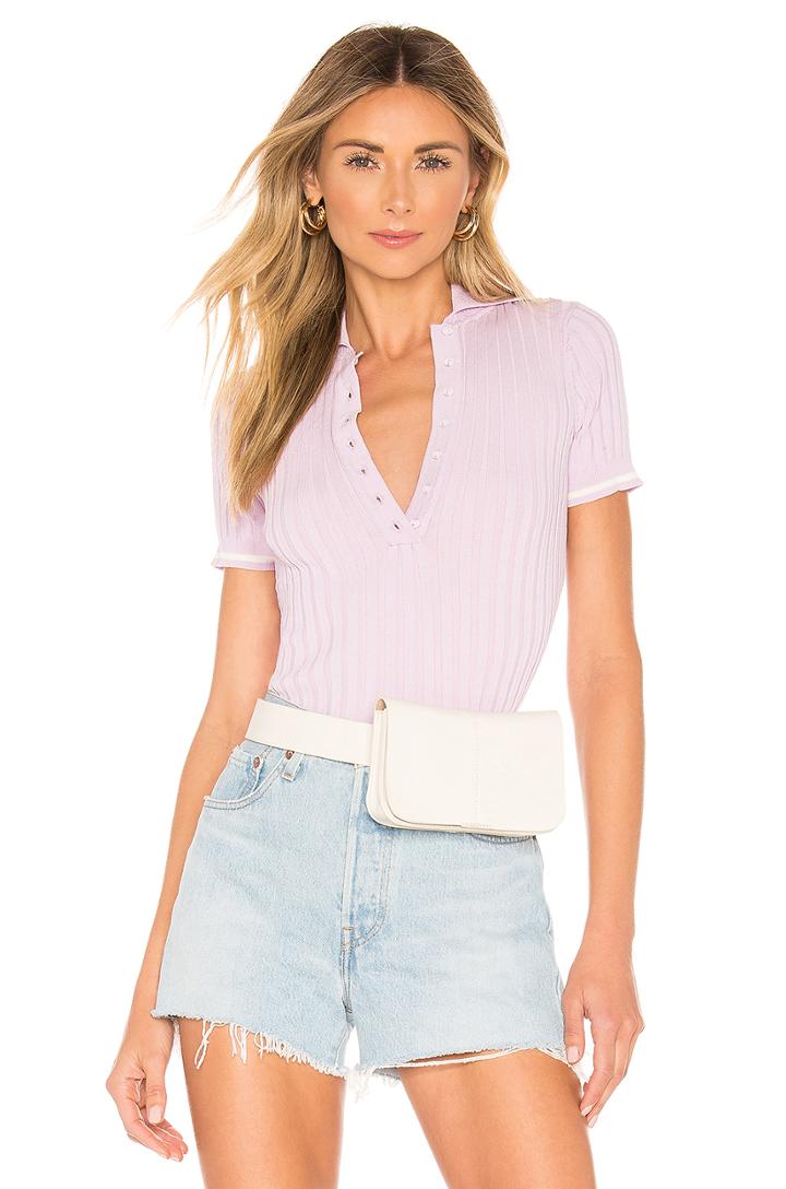 Shania Ribbed Polo Top