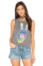Rainbow Peace Tie Front Muscle Tee
