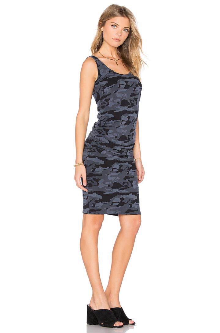 Bone Blue Camo Shirred Dress