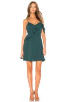 Double Ruffle Fit & Flare Dress In Green