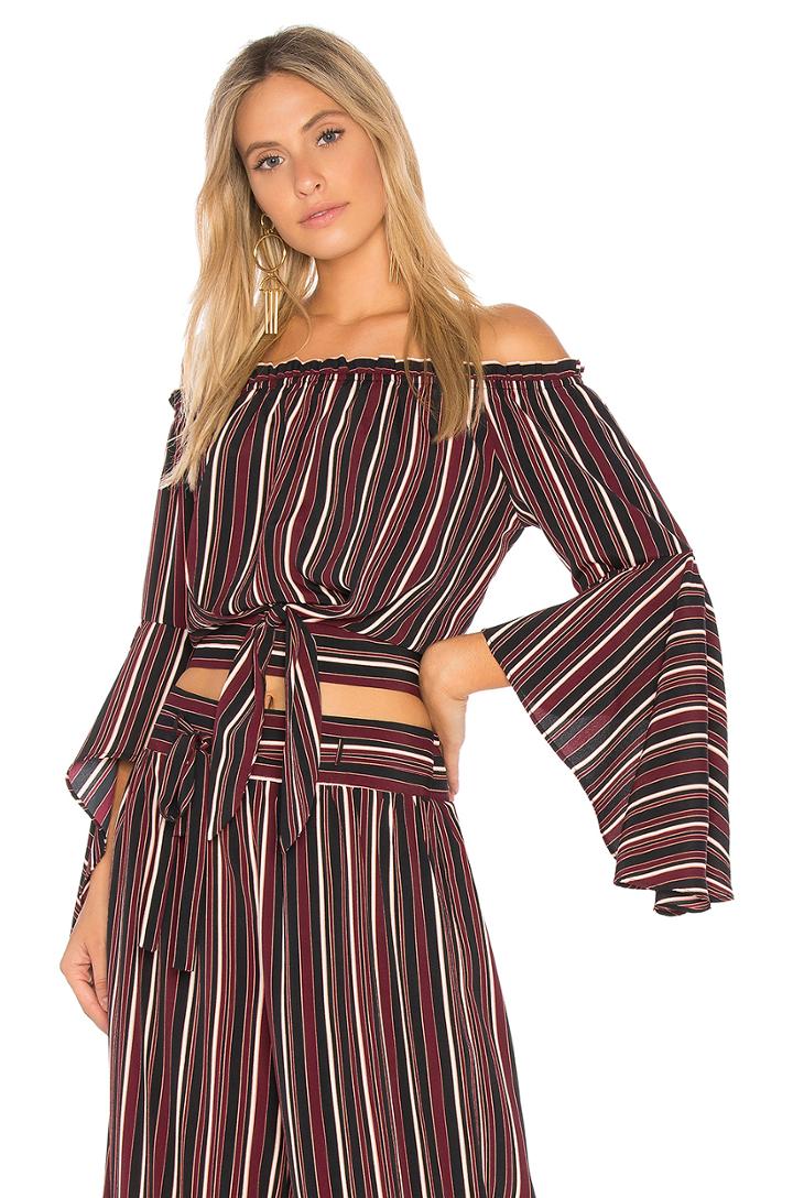Pinstripe Tie Front Top
