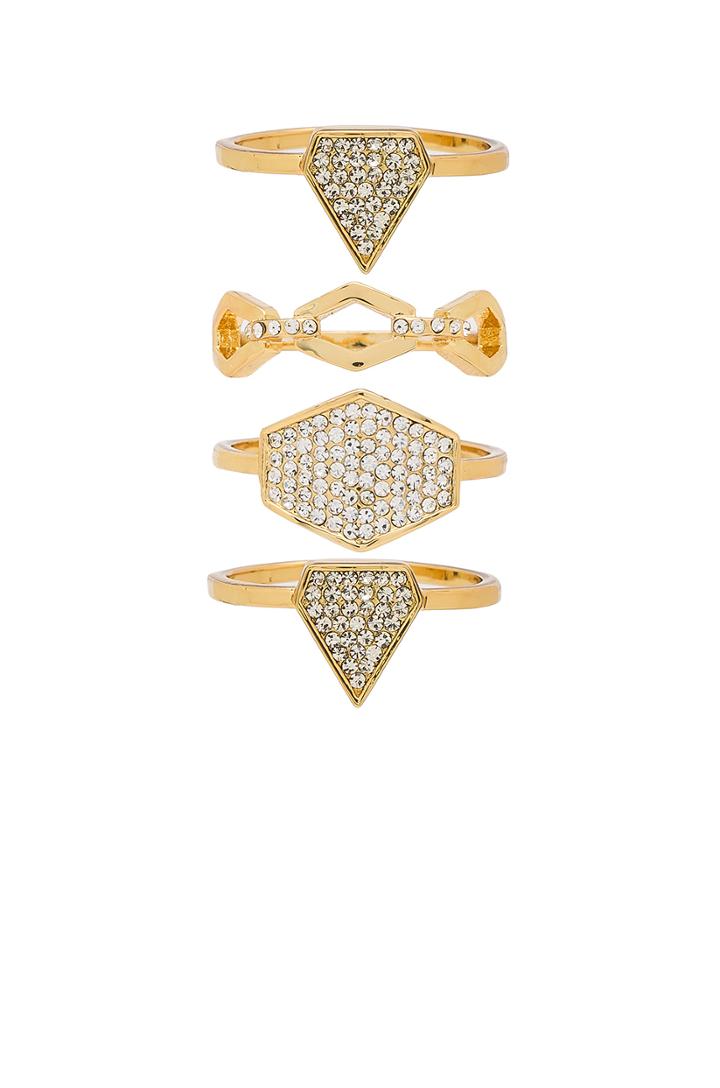 Pave Shield Ring Set