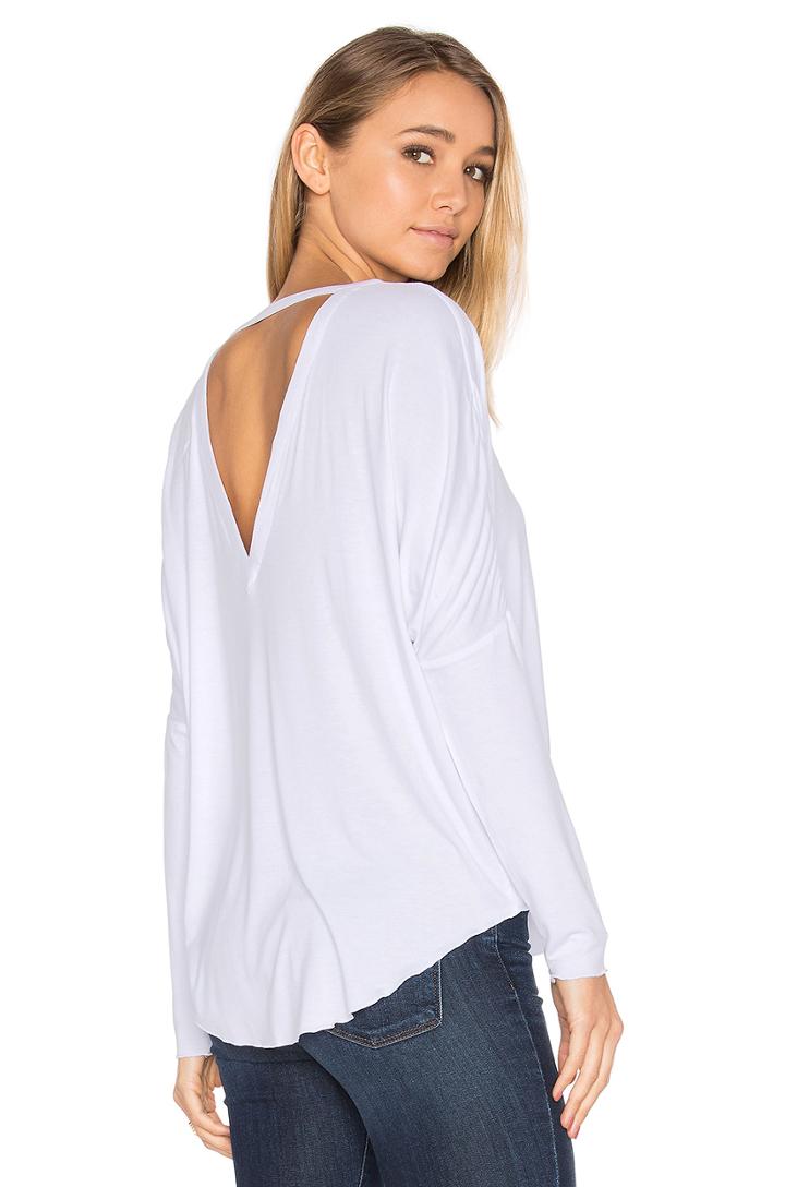 V Back Oversized Shirttail Dolman Tee