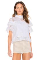 Ruffle Neck Lace Mix Top