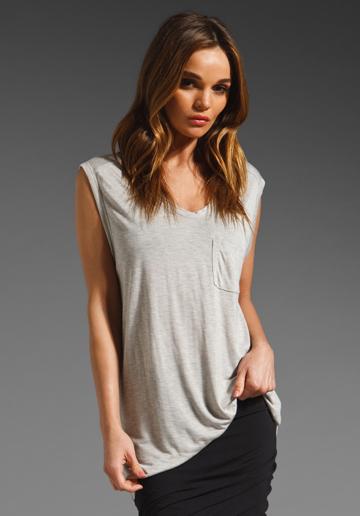 T By Alexander Wang Muscle T With Pocket In Lt Heather Grey