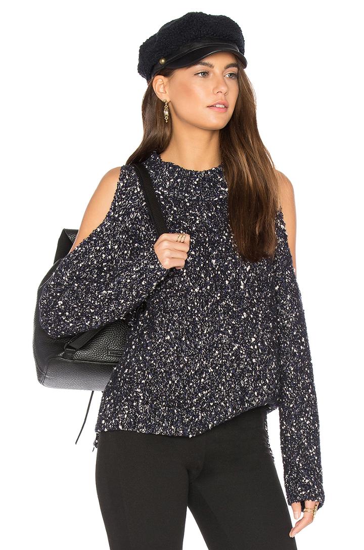 Open Shoulder Boucle Pullover