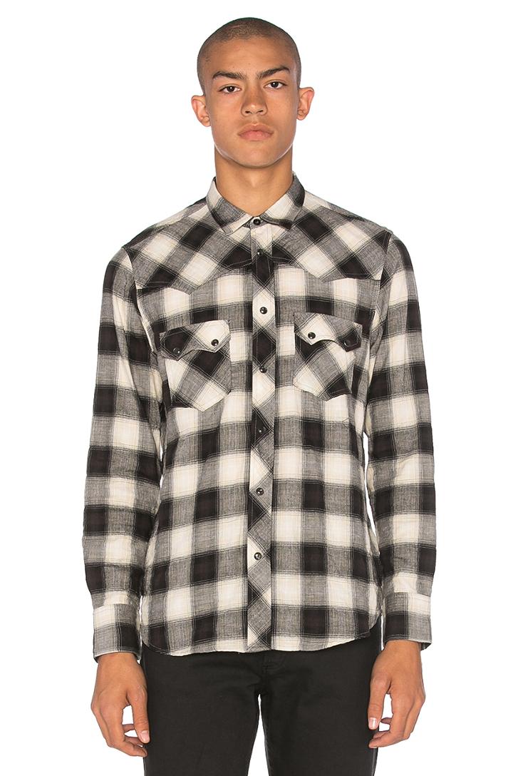 Western Snap Shadow Plaid Button Down