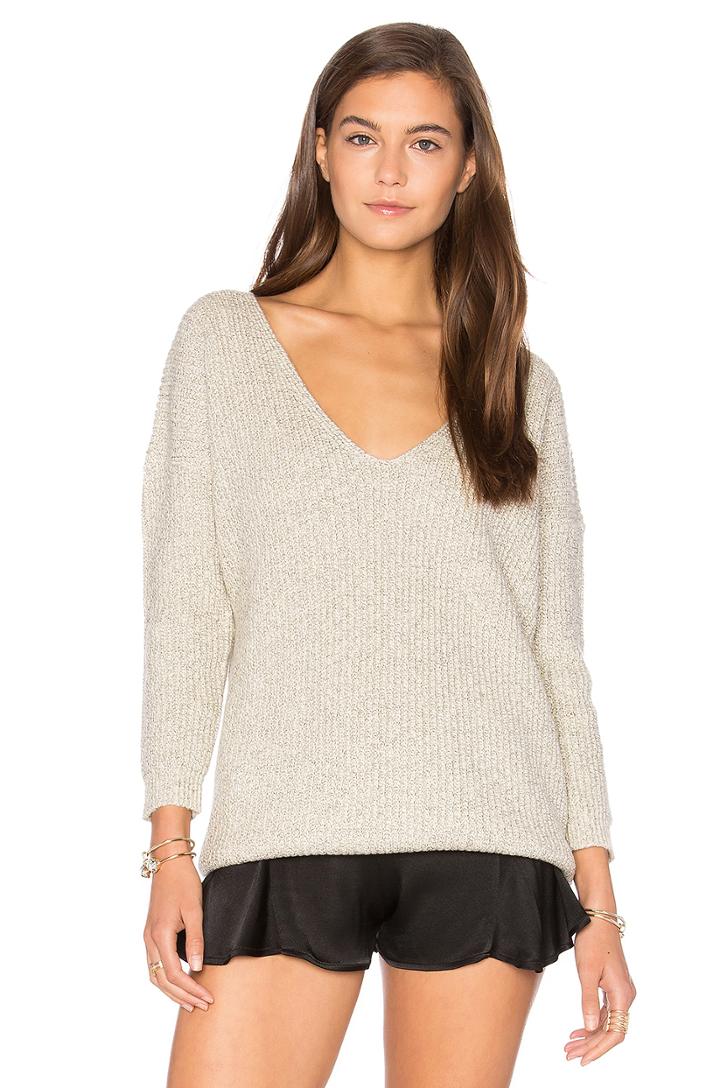 X Revolve Heathered V Neck Sweater