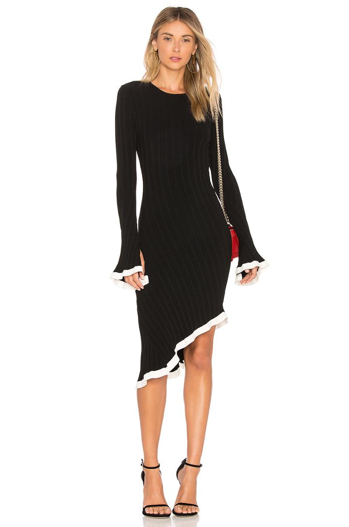 Dafne Contrast Ruffle Rib Dress