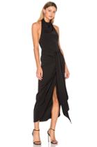 Voltaire Backless Draped Midi Dress