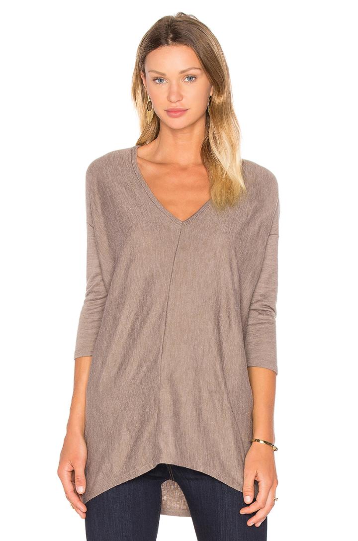 Fine Woolen Jersey 3/4 Sleeve V Neck Top