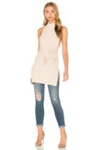 Rib Knit Open Back Wrap Tie Tunic Top
