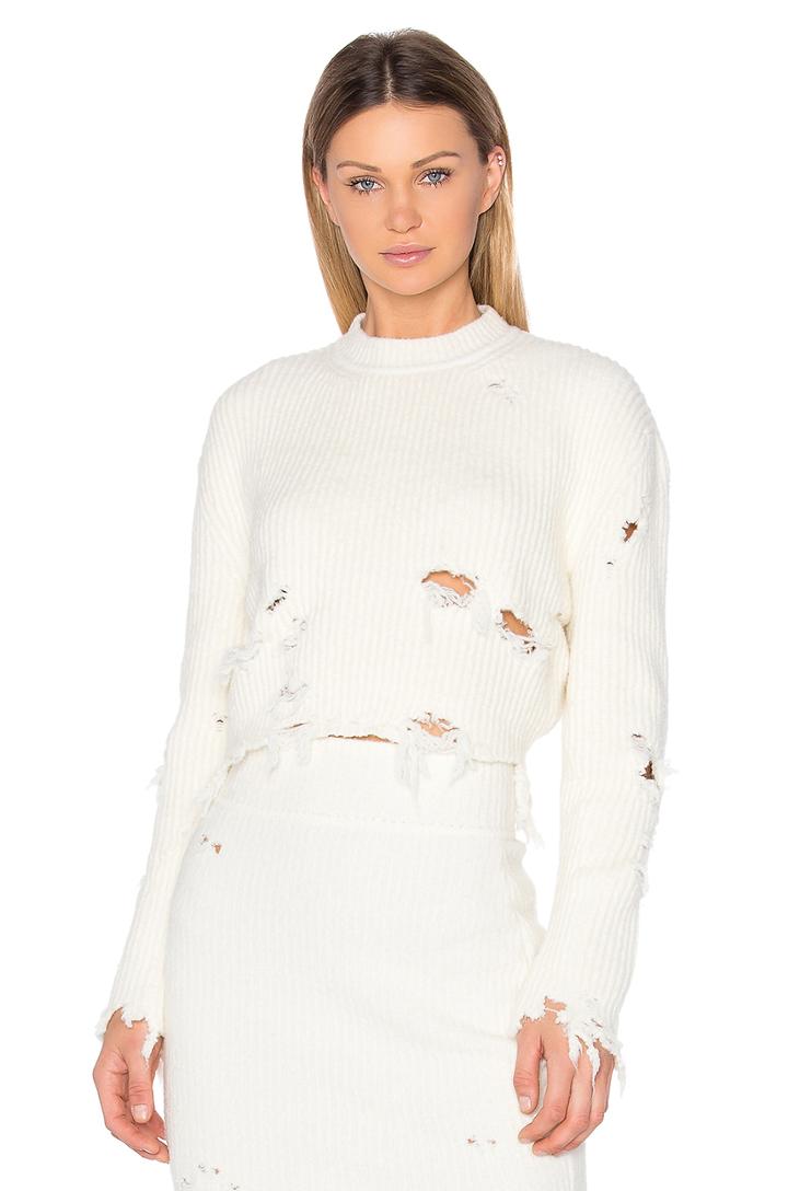 Destroyed Crop Boucle Sweater