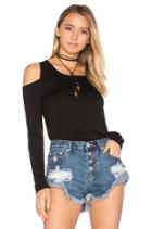 Long Sleeve Shirttail Cold Shoulder Tee