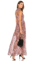 Smocked Neck Maxi Dress In Rose Bloom Combo