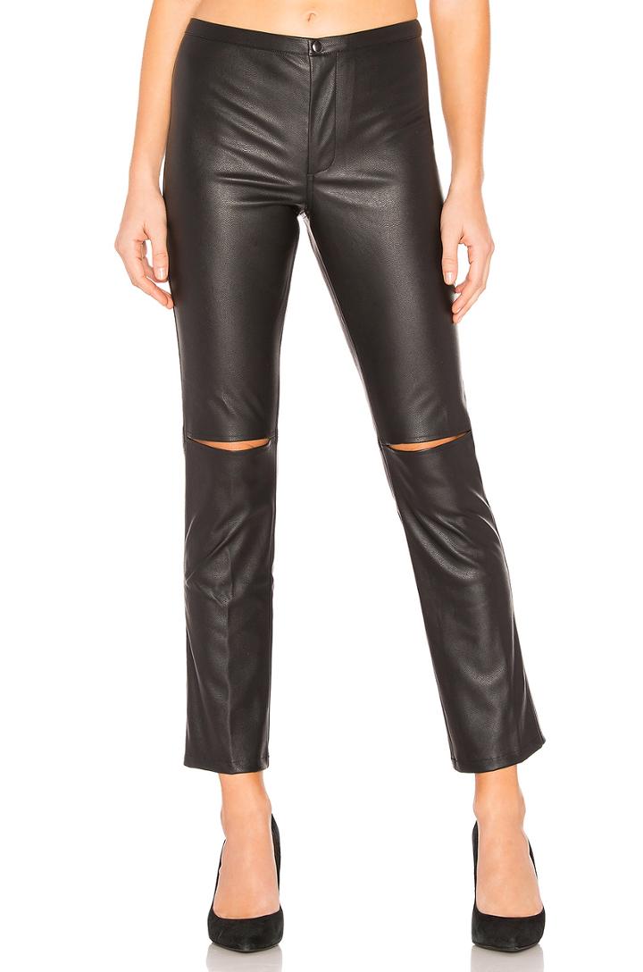 Skinny Split Knee Faux Leather Pant