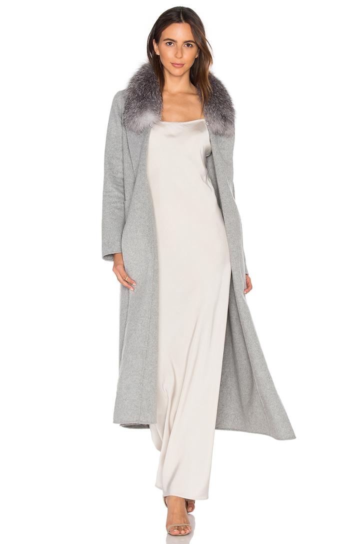 Daphne Coat With Silver Fox Fur Trim