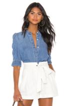 Shirred Sleeve Button Up