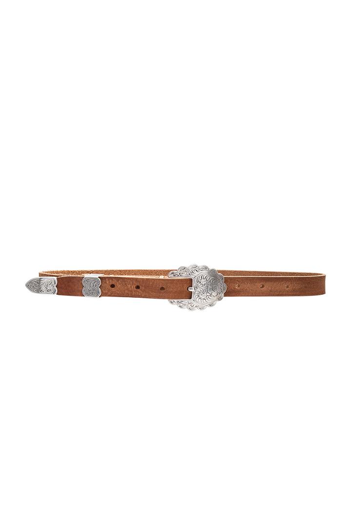 Etched Silver Buckle Belt