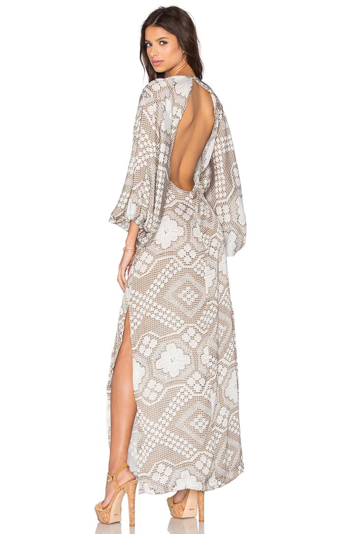 Embroidered Open Back Dress