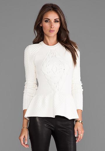 Torn By Ronny Kobo Layla Cable Knit Sweater In Ivory