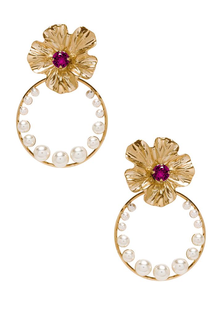 Flower Pearl Hoops