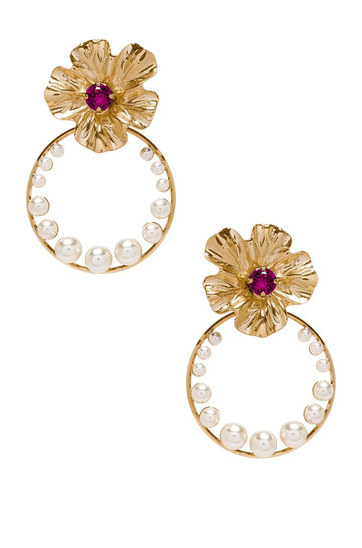 Flower Pearl Hoops