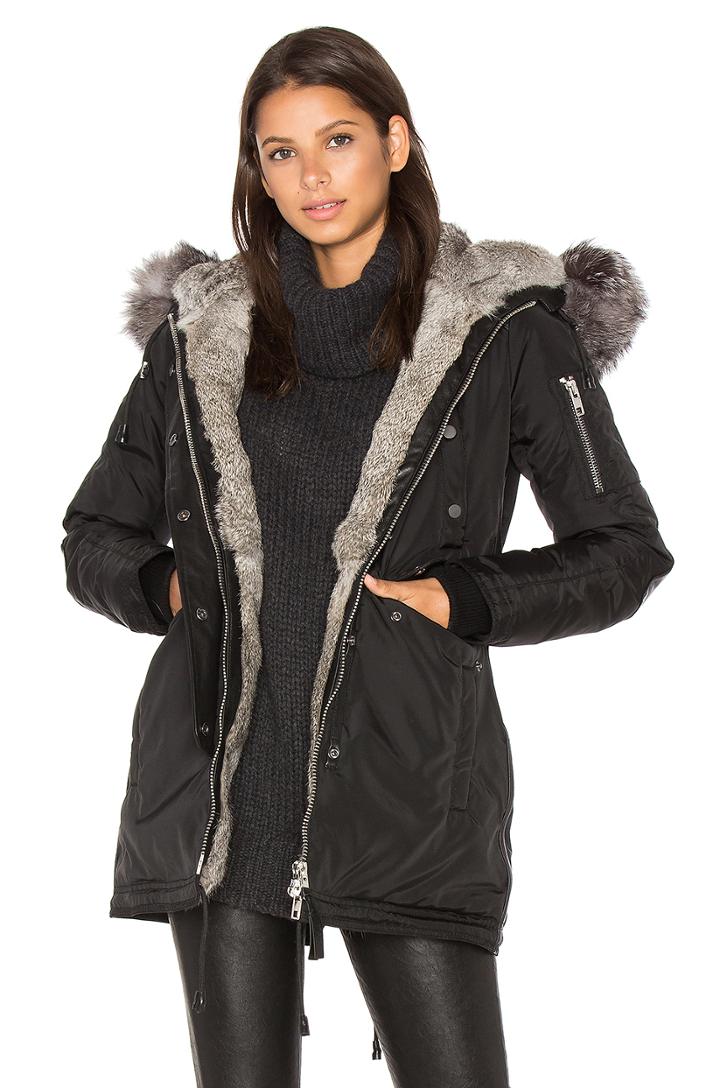 Melrose Asiatic Rabbit And Silver Fox Fur Jacket