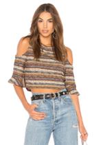 Mock Neck Crop Top In Black Multi
